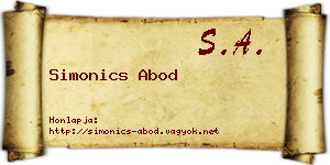 Simonics Abod névjegykártya
